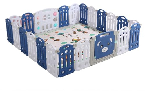 Magic ZC Laufstall Baby, Großer Laufgitter Baby mit Matratze, Laufstall Baby Faltbar für Drinnen Draußen, Kinderaktivitätszentrum Spielhof Spielplatzpark für Kinder mit Antikollisionsschaum (20+2)