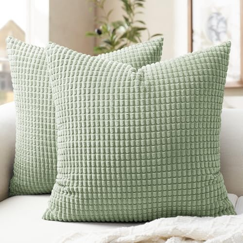 Softalker soffa örngott 40 x 40 grön uppsättning om 2 manchesterkuddar fluffiga örngott soffkuddar prydnadskuddar soffkuddar dekorativa kuddar för vardagsrum sovrum soffa vår