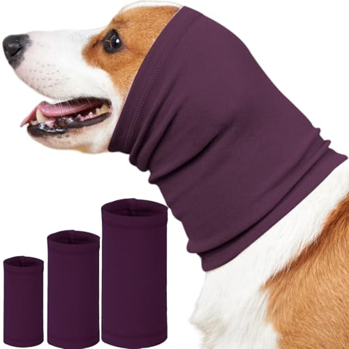Yaopelky Beruhigende Hundeohrabdeckungen zum Lärmschutz, Angstlinderung, Geräuschunterdrückung bei Feuerwerk und Gewitter, Fellpflegehilfe für Hunde (Violett, L)