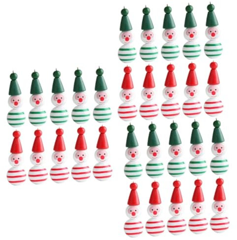 IMIKEYA 120 STK Weihnachts Baum Holz perlen lose Perle Weihnachtsfigur Schneemann weihnachtsbasteln Weihnachts basteln Schneemann Anhänger selber Machen Christbaumschmuck Lotusbaum