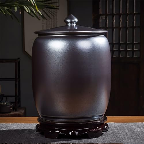 Rice Storage Box Kitchen Sealed Jar With Lid Grain Dispenser Grain & Rice Storage Ceramic Container Rice Dispenser Airtight Storage Bucket For Grains Snacks Candy Coffee Beans Food Dispenser(Matte Bla