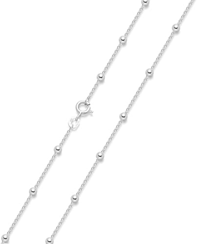 Kugel Halskette Damen 925 Silber 1,3mm mit 3mm Kugeln Silberkette K118 | Hellsilber Kugelkette 40-70cm in Schmuck Verpackung Made in Germany von MATERIA by Matthias Wagner