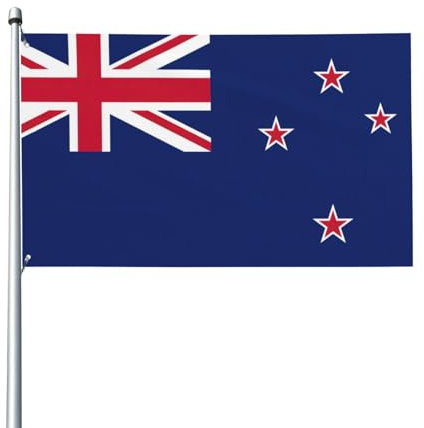 Drapeau de la Nouvelle-Zélande avec œillets métalliques pour décoration extérieure/intérieure - 0,9 x 1,5 m