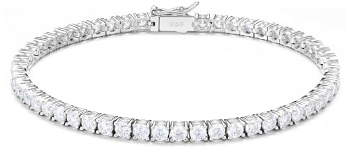 Cacupol Moissanite Tennis Bracelet For Women S925 Silver Jewelry, Luxury Silver Bracelets,Valentines Day Gifts For Couples Sister Girlfriend Wife Gifts-3mm 6.5 Inch