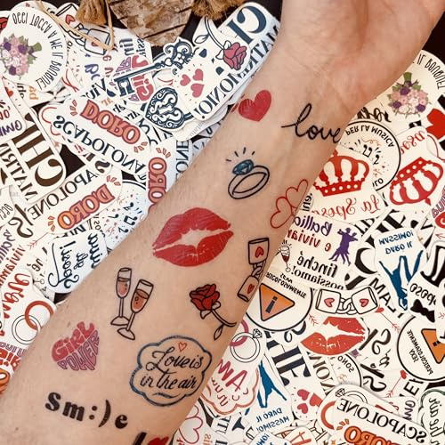 Yatatu - Tatuaggi Temporanei per Matrimoni - Oltre 130 Tatuaggi Temporanei per Matrimoni con Design Variati - Pezzi singoli pronti all'uso [Set in italiano]