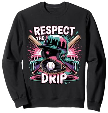 Respect The Drip Baseball Ice Cream Drip Helmet Bat Boys Sweatshirt