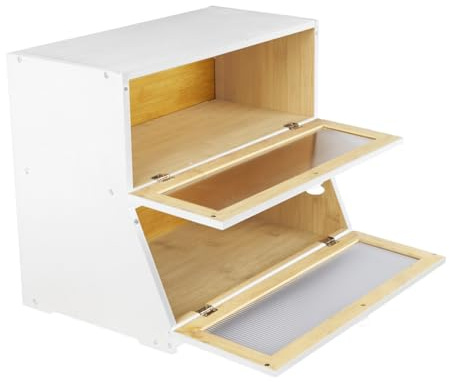 OHMG Boîte à Pain Bambou 2- Couche Countertop Boîte à Pain en Bois de Bambou pour Cuisine, Nature,Deux Etages Grande Capacité Rangement Huche à Pain Pour Pain Grillé