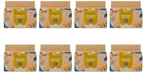 ECOBOOM - Pañal Ecológico de BAMBÚ Eco Boom. 70% Biodegradable, Hipoalergénico (TALLA 2/S, 3-8 KG, PACK 8 BOLSAS, TOTAL 288 PAÑALES)