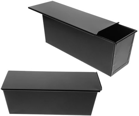TOYANDONA Molde para Pan con Tapa, Hierro Negro, Juego de 2 Piezas