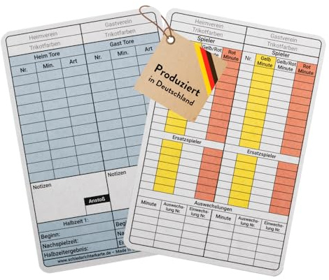cramti - Fußball Schiedsrichter Spielnotizkarte - Schiedsrichterkarten Set aus Nachhaltiger und Sozialer Produktion - Blanko Spielkarten (100 Karten)