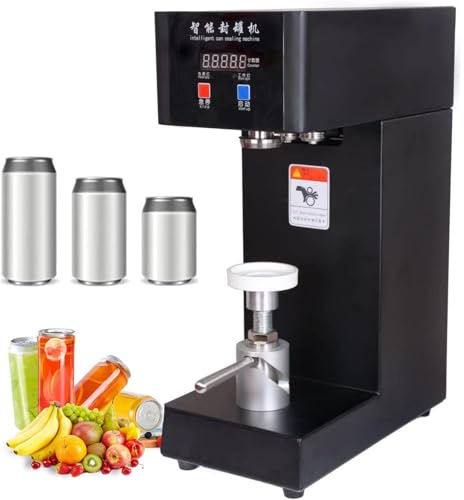 GEJLELDS 180W Commercial Soda Can Sealer with LCD Counter, 3.9-7.9 Height Adjustable Seaming Machine for Soda/Aluminum/Tin Cans, 2.2 Diameter Plastic Can Sealer,Black