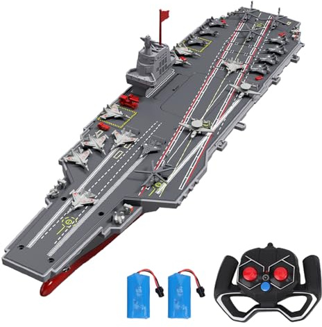 Hylukon RC Boats, 2.4G Remote Control Warship Battleship Aircraft Carrier for Adults and Teens, 20KMH High Speed Remote Control Militaryship DIY Battleship for Pool & Lake (2 Batteries)