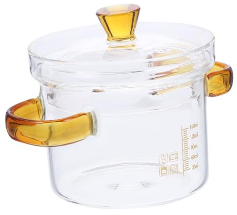 TOPPERFUN Glass Stew Pot Double Ear Cooking Pot Heat-Resistant Kitchen Cookware Lid for Home and Restaurant Use