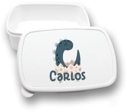 VPM Original. Tuper niños colegio personalizado con nombre. Regalos personalizados. Apta para consumo alimentario. Libre de BPA. Bebés. Guardería. Vuelta al cole. Dinosaurios.