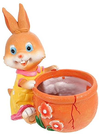 SOIMISS Vaso Pianta Animale Cartone Coniglietto Design Carino Resina per Piante Grasse e Succulente Portavaso Decorativo per Tavolo Adatto Piccoli Vasi e Piante da