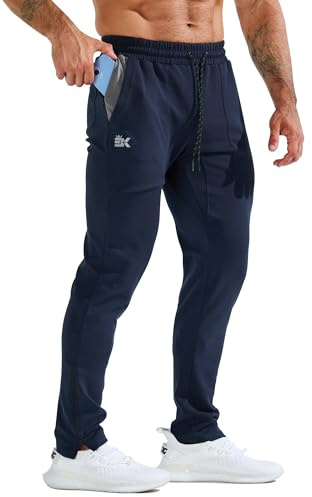 ZENWILL ZeroBols Pantalones Deportivos Hombre Gimnasio Cremallera Gym Jogger Pantalón Largo Running Entrenamiento Hombre(Azul Marino,M)