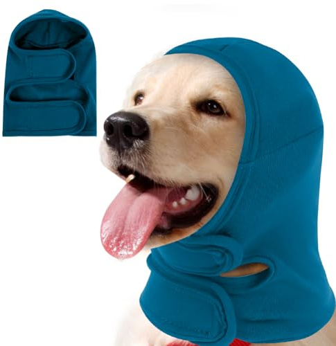 Ohrenschützer Hund, Gehörschutz Hund Ohrenschutz Ohrenschützer für Hunde mit Klettverschluss, Lärmschutz Verstellbarer Ohrenschutz Hunde Nach OP Hoody, Hundeschutz Ängste und Sorgen Zerstreuen(Blau,M)