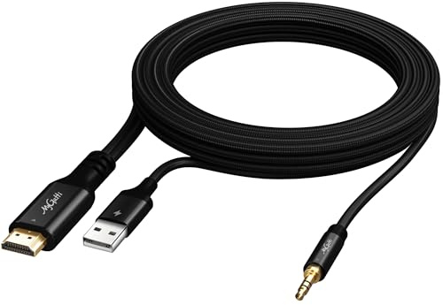 Mygatti 2 m unidirektional HDMI ARC/eARC auf 3.5mm AUX Stereo Audio Extraktor Konverterkabel, USB betriebener, 192 kHz PCM für TV-zu-Heimkino Systemverstärker/alte Lautsprecher – Plug & Play