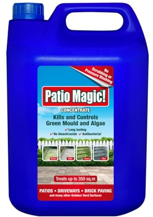 Patio Magic Cleaner, Powerful Solution, Effortlessly Restore, Special Formulation, Eliminate Growth, Long-Lasting, Easy to Apply, Ideal for Stone, Concrete, Brick & Wood (5 L)
