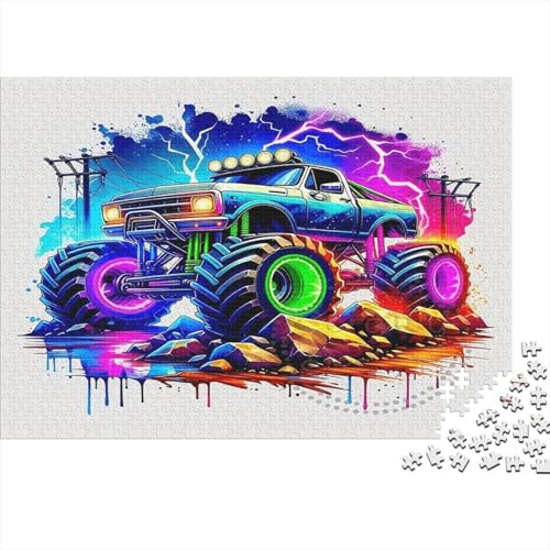 Coche Caricatura Luz Nocturna Puzzle 1000 Piezas para Adultos Diversión En Familia Concentración 38x26cm/1000pcs