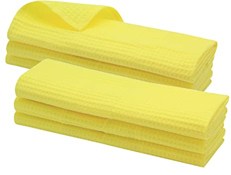 6x Geschirrtuch aus 100% Baumwolle Waffel-Piqué in gelb/Küchentuch/Putztuch