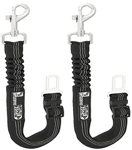 2 Pack Dog Seat Belt for Cars UK, Dog Car Harness, Heavy Duty, Double Layer, Elastic, Adjustable Safety Pet Seat Belt (Black).