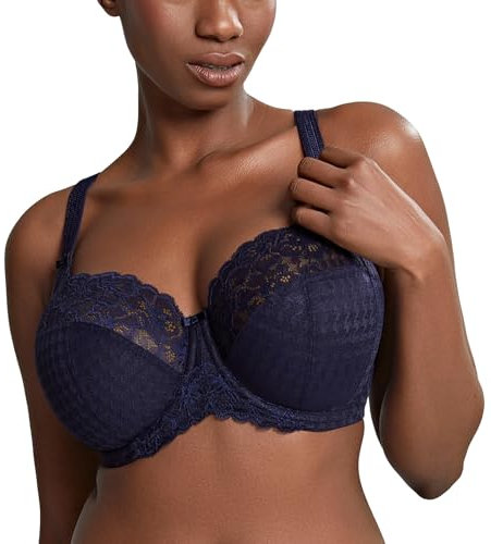 Panache Women's Envy Stretch Lace Full Cup Bra, Navy, 34J US