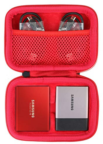co2CREA Duro Viaggio Caso Copertina coustodia per Samsung Memorie T5 /T3 SSD Esterno Portatile（Interni 2 in 1 Nero + Rosso）(solo scatola)