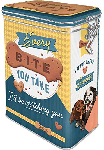 Nostalgic-Art Contenitori retrò Dog Treats – Idea Regalo per Proprietari di Cani, Scatola di Latta con Coperchio Salva Aroma, Design Vintage, 1.3l
