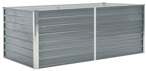 vidaXL Hochbeet Pflanzenbeet Gemüsebeet Pflanzkasten Frühbeet Gartenbeet Pflanzkübel Blumenkasten Blumenbeet 160x80x45cm Verzinkter Stahl Grau