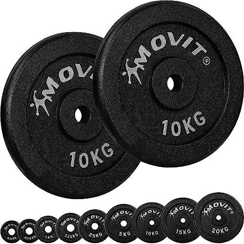 MOVIT set de disques d'haltères PRO, 100% en fonte, perçage 30/31 mm, set de disques de poids poids haltères