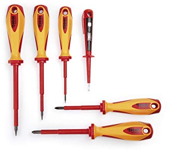 H + H Werkzeug VDE - Juego de destornilladores (6 piezas, incluye comprobador de tensión)