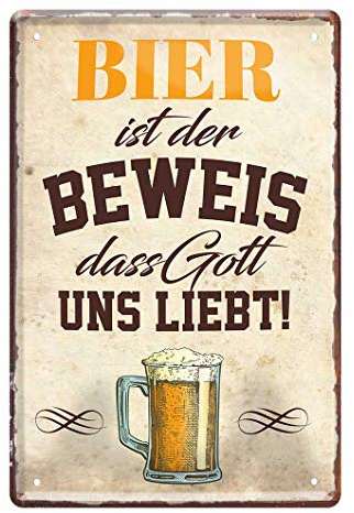 Bier ist der Beweis - Metallschild witziger Spruch für Biertinker und Genießer - Retro Deko Blechschild Kneipe Bar Pub Theke Getränkehandel Bierstand - Geschenk Schild Bierbrüder Schwester - 20x30cm