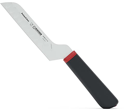 Giesser seit 1776 - Made in Germany - scharfes Käsemesser rutschfest PrimeLine, 12 cm Klinge mit Kullenschliff, schwarz, rostfrei, spülmaschinenfest