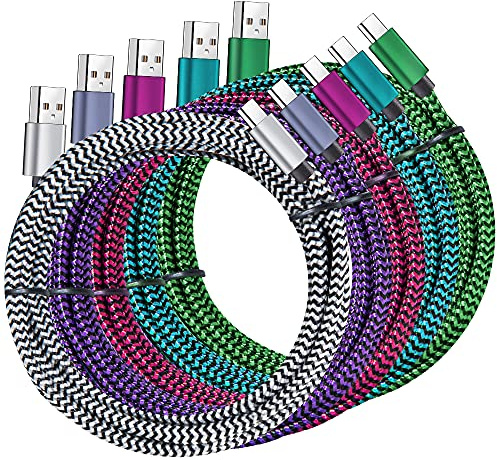 QQLIKE USB Type c Cable, 5 Pack (6FT) Nylon Braided USB C Cables 3A Fast Charging Charger for Samsung Galaxy S9/S8 Note8/9 20 10 S21 S20 S10 Plus C Cord