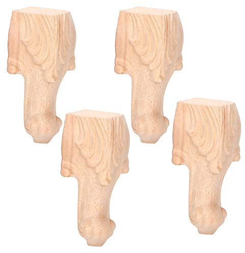 Haofy 4 Stück Massive Unvollendete Geschnitzte Holzmöbelbeine, Weit Kompatibel Gedrechselte Beine, Ersatzsofa Im Europäischen Stil, Couchtisch, Couchtisch, Möbel, Holzbeine, Holzfüße,(15 * 6cm)