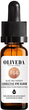 Oliveda F64 - Augenelixier Hydroxytyrosol Corrective | 3fach-Hyalursonsäure, Parakresse & Panthenol | Anti-Aging Augenfplege gegen geschwollene Augen, Augenringe, Falten & hängende Augenlider - 12 ml