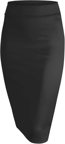Oh! Pretty Pencil Skirts For Women UK Elasticated Waist Women's Skirts Midi Skirt Black Skirt Knee Length Pencil Skirt Ladies Multiple Colours Plus Size 8-22