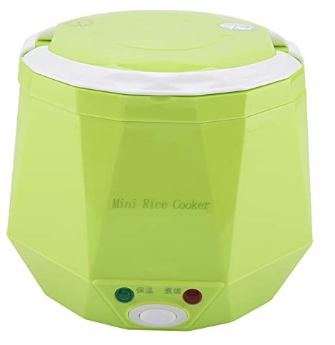 Olla arrocera, fiambrera electrica portatil de 24 V para coche, contenedor de acero inoxidable, bolsa de almuerzo aislada, calentador de alimentos para camion, 1,3 L(Verde)