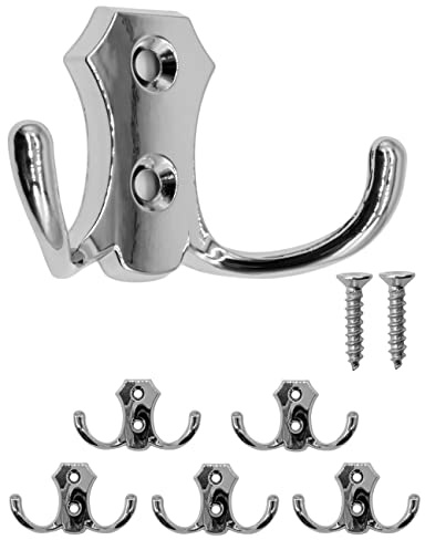 FUXXER 5x Klassische Doppel-Haken Wandhaken Garderobenhaken Metall silber