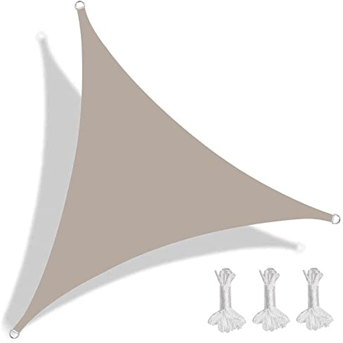 KUAW Triangolare Tenda a Vela Impermeabile 7.4x7.4x7.4m Protezione Acqua Resistente al Vento Vela Ombreggiante Parasole per Giardino, Patio, Pergola, Cortile, Tortora