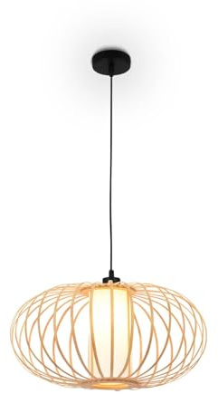 BRILONER – Bambus Pendelleuchte, Deckenlampe für das Wohnzimmer, Deckenleuchte Holz, Lampe Wohnzimmer, Wohnzimmerlampe, Boho, E27 Fassung, 40 cm