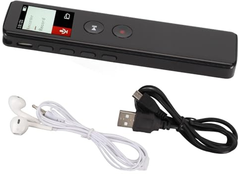 Digitaler Diktiergerät, Tragbares Diktiergerät Mit Lautsprecher, Bluetooth 5.0, Intelligente Geräuschunterdrückung, Sprachaktivierter Recorder, MP3-Player(32GB)
