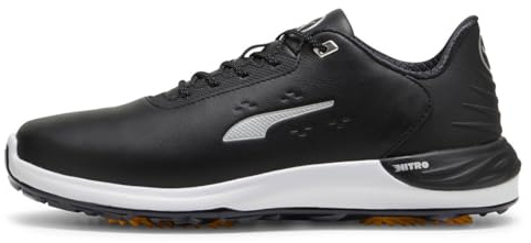 PUMA Men PHANTOMCAT Nitro™ + Golf Shoe, PUMA Black-PUMA Silver-Yellow Sizzle, 7.5 UK