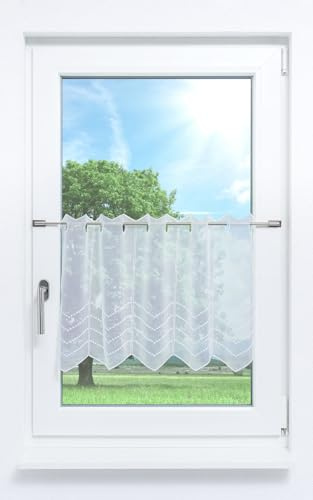 Plauener Spitze Scheibengardine Melissa #1W (Bx H) 97,2cm * 45cm reinweiß/Weiß