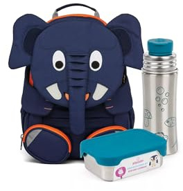 Affenzahn Kinderrucksack Großer Freund Elefant - Blau | Kindergartenrucksack für Kinder von 3 bis 5 Jahren mit funktionalem Design und 8 L Volumen für den täglichen Einsatz