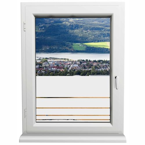 INDIGOS UG Sichtschutzfolie - Fensterfolie - Glasdekorfolie - Dynamische Streifen Silber satiniert Blickdicht - klein nach groß - selbstklebend - 4000mm Breite x 500mm Höhe - Duschkabine - Bad - matt