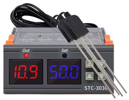 STC-3029/STC-3030/STC-3031 AC110-220V Dual Digital Humidity Control Hygrometer Incubator Controller Soil Moisture Detector (Color : STC-3030)