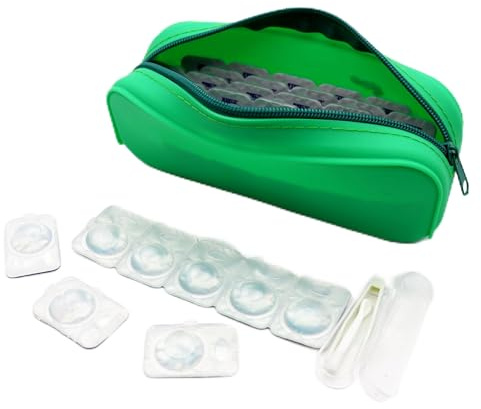 VORDRASSIL P-40 Tageskontaktlinsen-Organizer, tägliche Kontaktlinsen-Reiseetui, Einweg-Kontaktlinsenspender, Premium-Qualität, wasserabweisende Silikonhülle für alle Marken, Tageslinsen