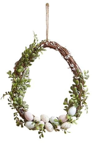 Osterkranz mit Dekorativen Eiern Party Dekoration Osterkranz-Simulations-Eierkranz, Frühlings-Simulationskranz, Tür-Hängedekoration, 30 cm großer Osterkranz mit Hase Osterhase Kranz Osterdeko (B, A)